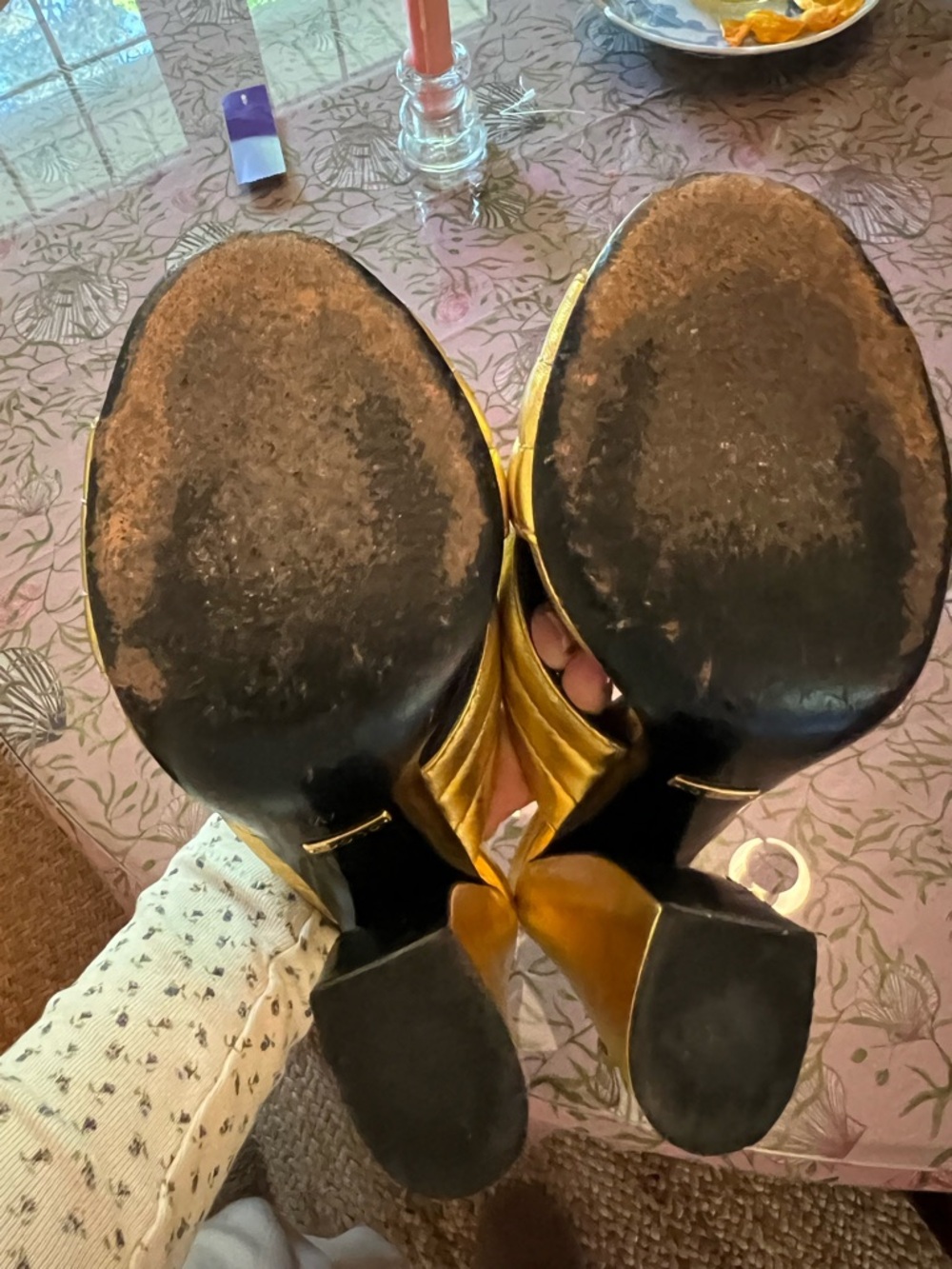Gucci Metallic Gold Crisscross Mule Slides - Picture 5 of 10